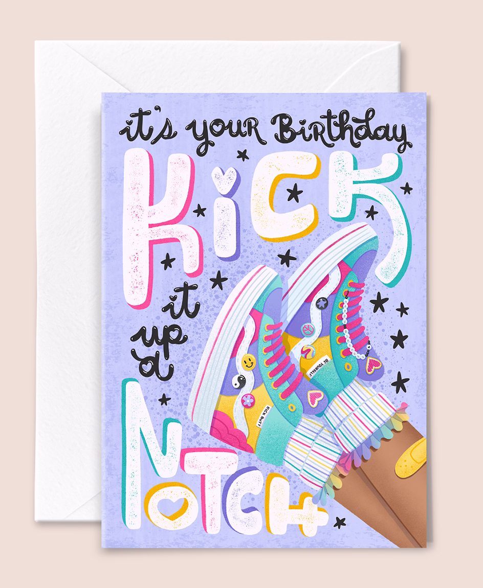Greeting card illustration collaboration with Trader Joe’s featuring bold, playful birthday design by Tawn Moore